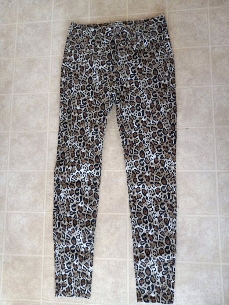 No Boundaries NOBO Midrise Skinny Leopard Print Jeans Pants Women's Sz 9