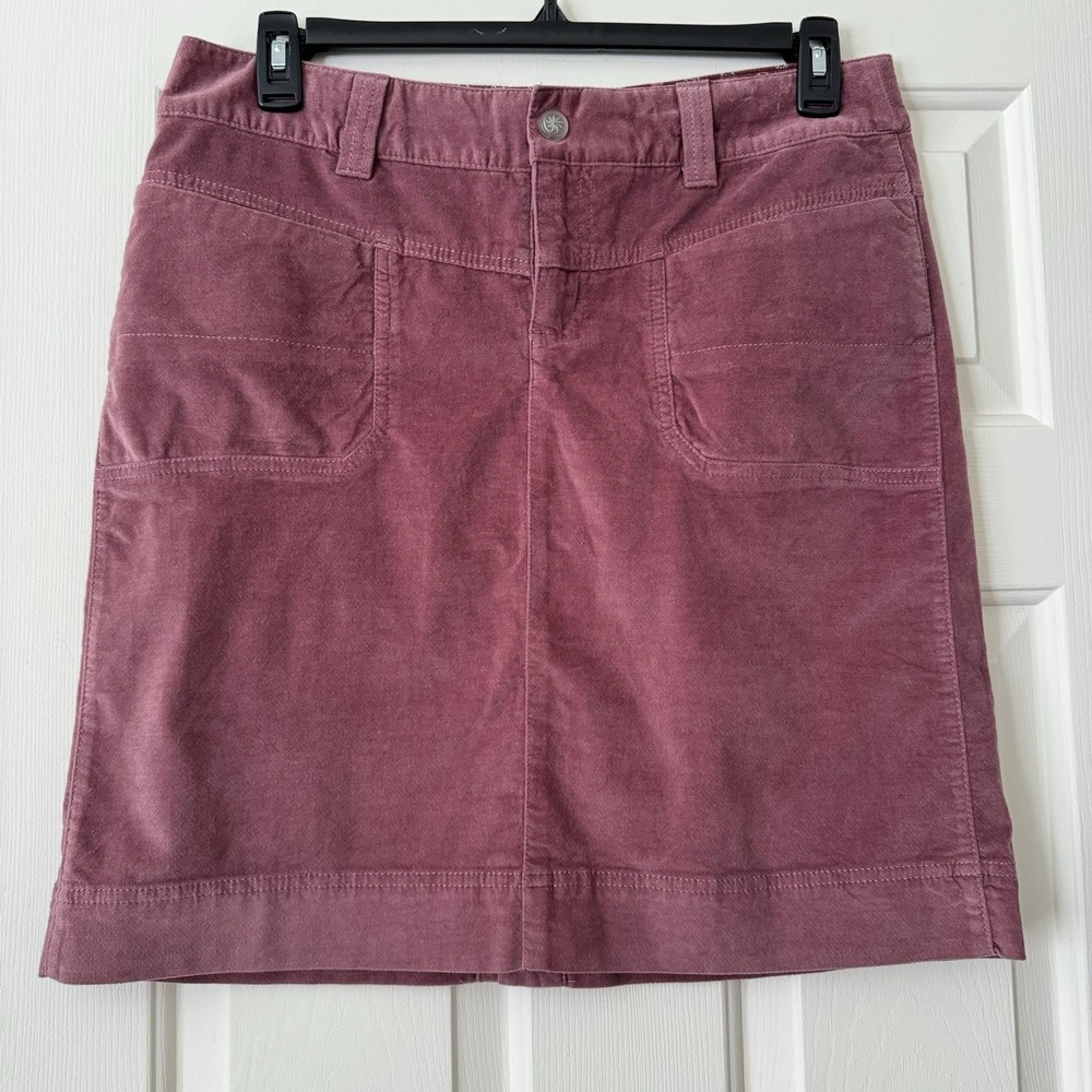 Athleta Womens Size 12 Washed Velvet Skirt Purple Plum Stretch Pockets Dema
