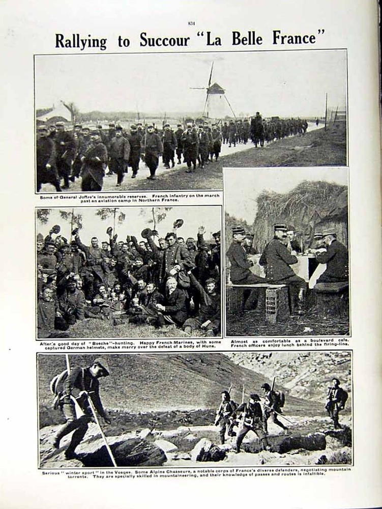 Original Old Antique Print 1915 World War French Siers Reserves Joffre Vosges