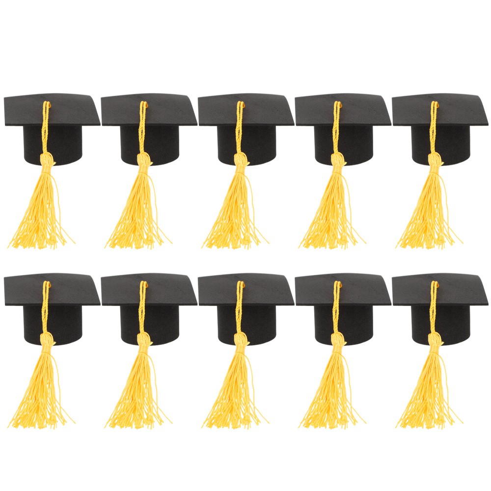 10 Mini Graduation Cap Cake Toppers for Bachelor Party or Wedding Decor