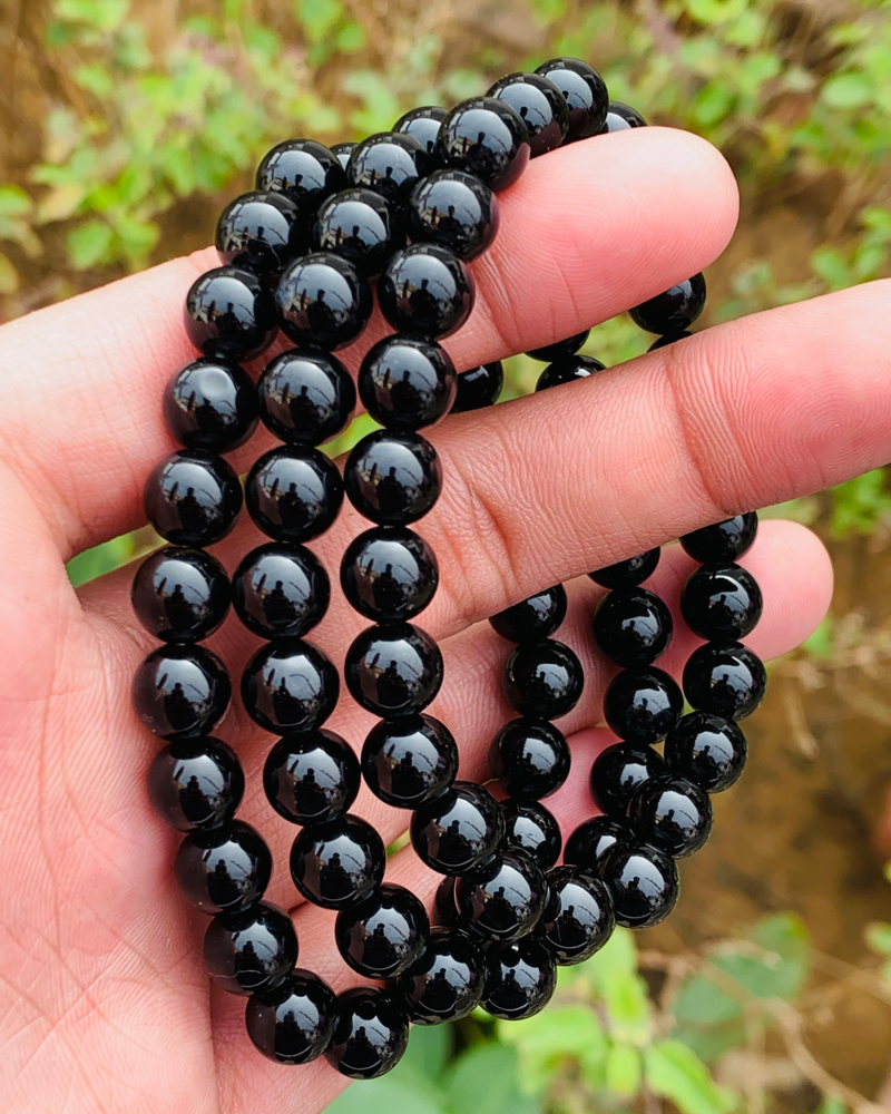 Natural Black Onyx Beads Bracelet AAA grade Gemstone Bracelet 8mm Beads Size