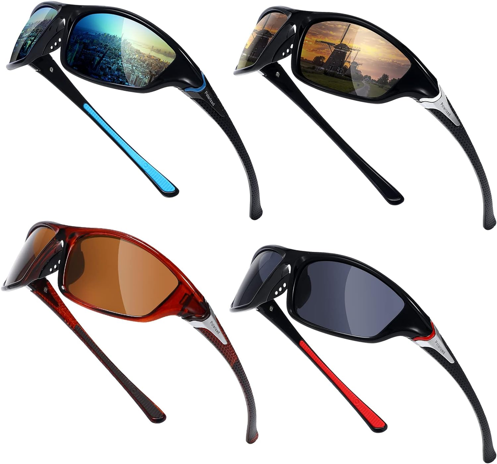 4 Pairs Men Polarized Sunglasses with UV Protection Driving Glasses Sports for S