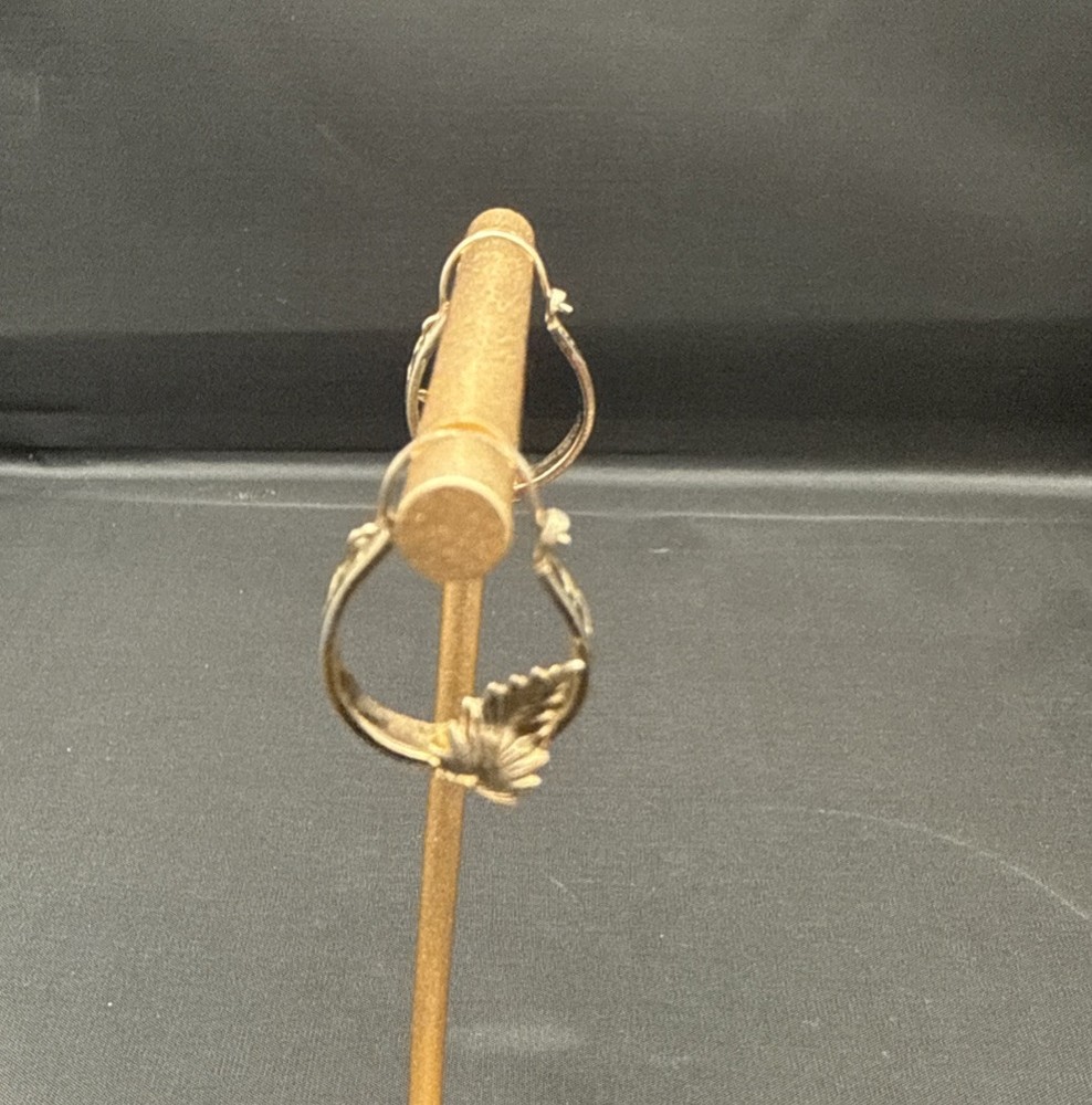 Vintage Gold Tone Hoop Earrings with Delicate Leaf Accent