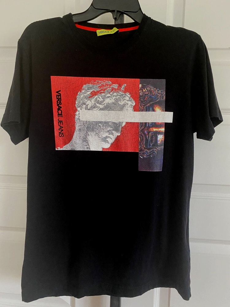 Versache Black Graphic Tee Shirt Medium MSRP $130
