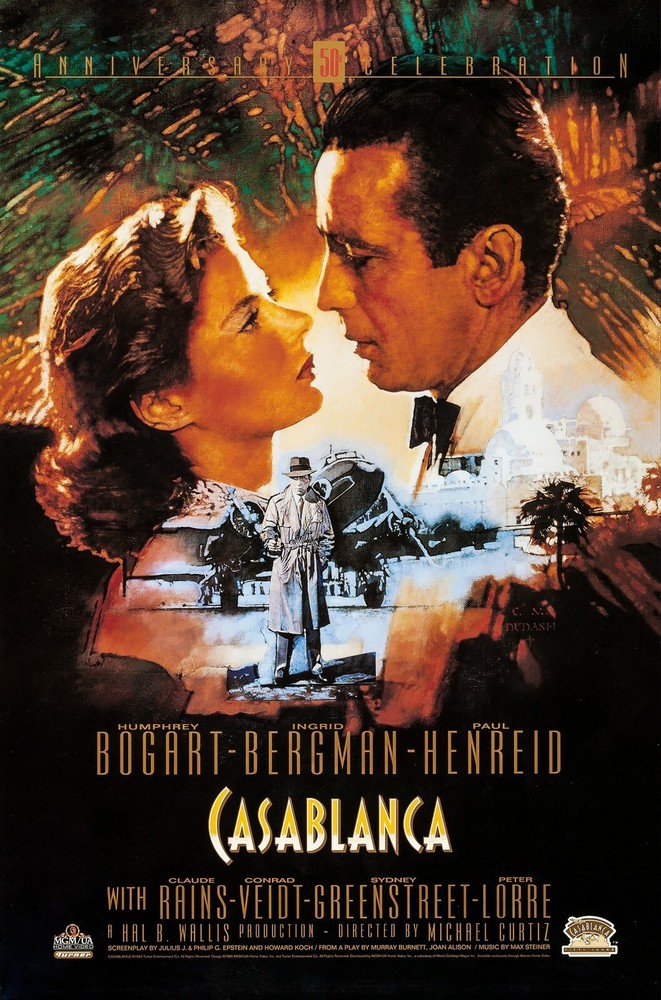 Casablanca movie poster - 11 x 17 - Humphrey Bogart, Ingrid Bergman - 50th Anniv