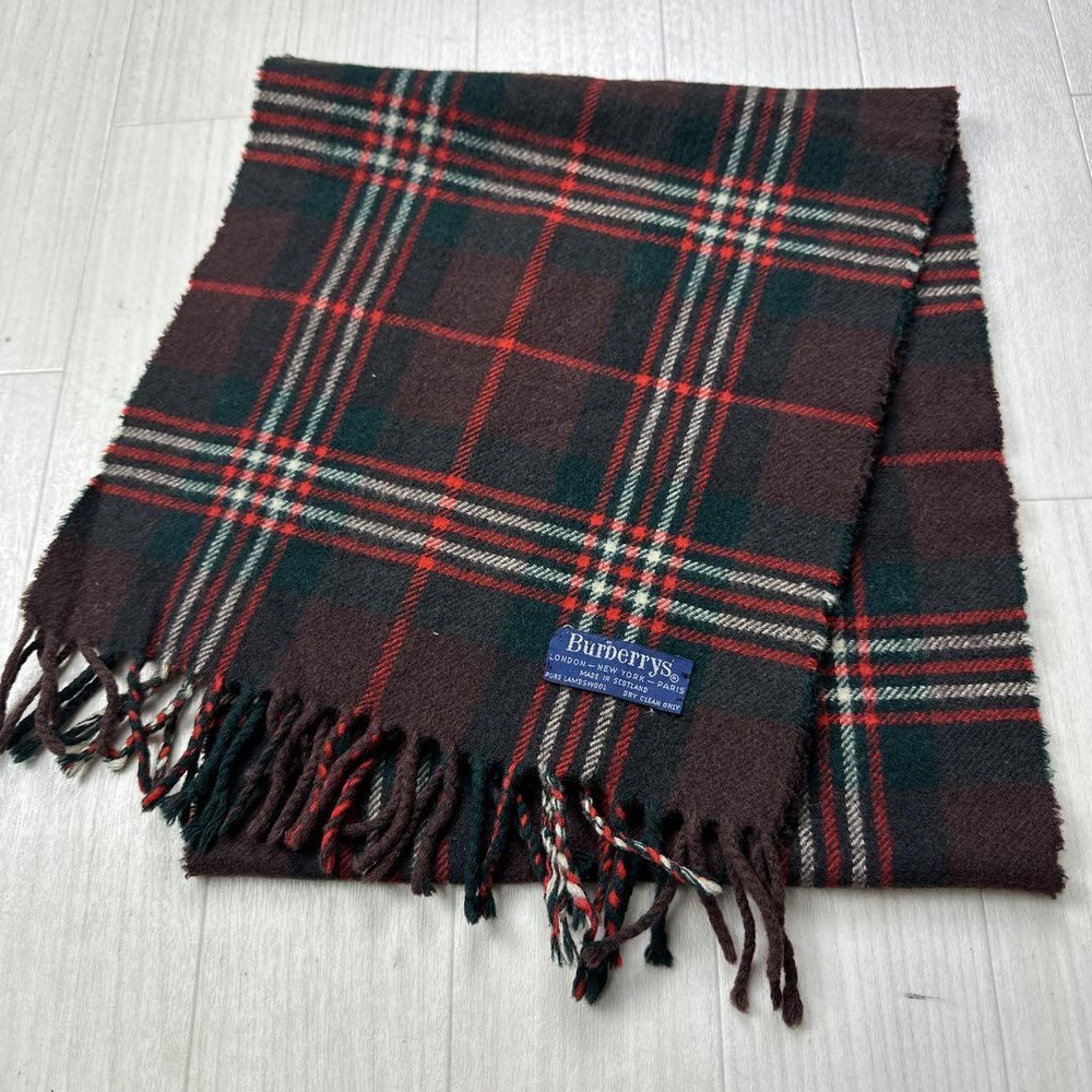 Vhtf Vintage Burberry Muffler Lambswool 100 Made In Scotland Bordeaux Women Scar