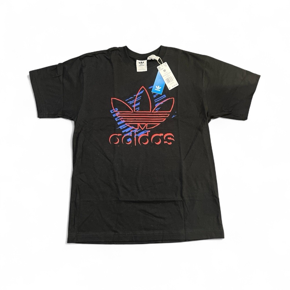 NWT Adidas Men's Medium Short Sleeve Crew Neck T-shirt Black OG Sketch Trefo