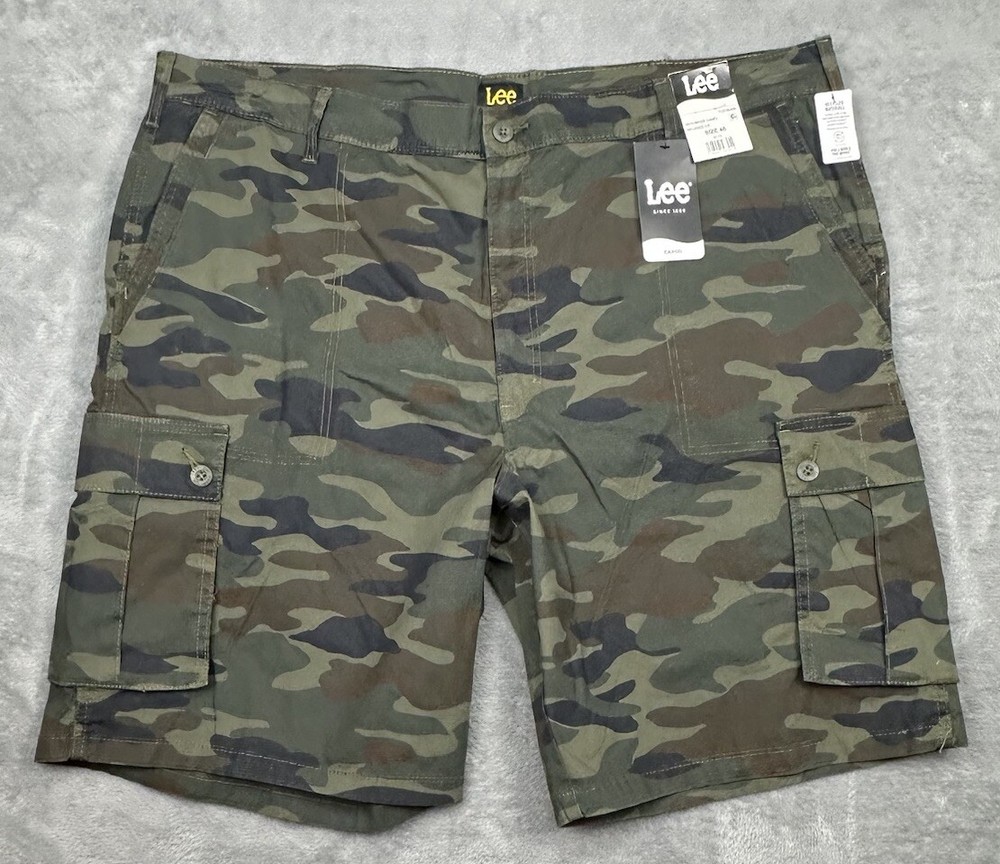 Lee Shorts Mens 46 Moss Camo Cargo Ripstop Stretch Relaxed Active Hiking NEW