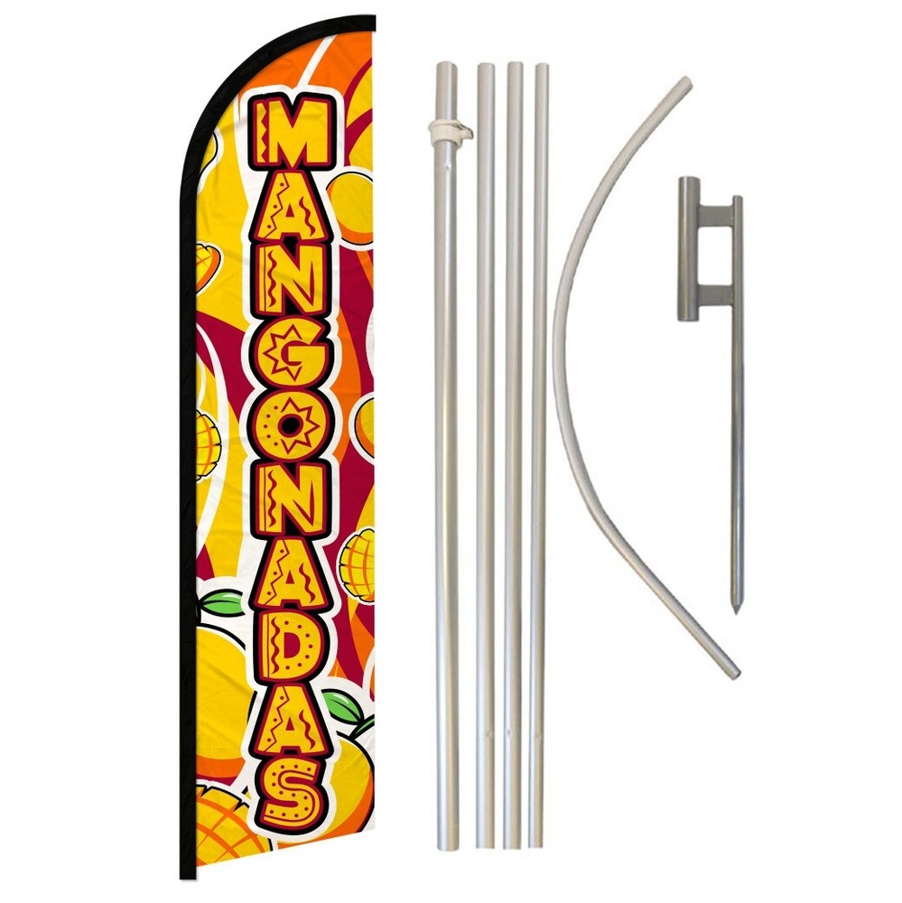 Mangonadas Full Curve Windless Swooper Flag Pole Kit for Concessions Stands & Drink Promotions