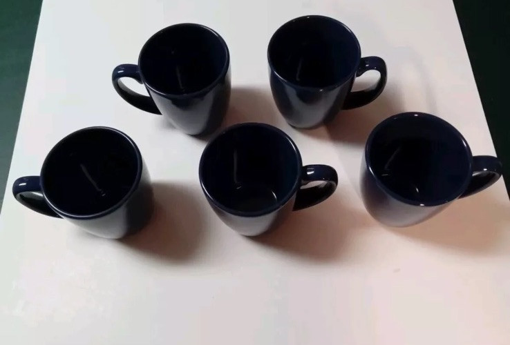 Royal Norfolk Stoneware Black Coffee Mugs Cups 12 oz - Set of 5- Classic