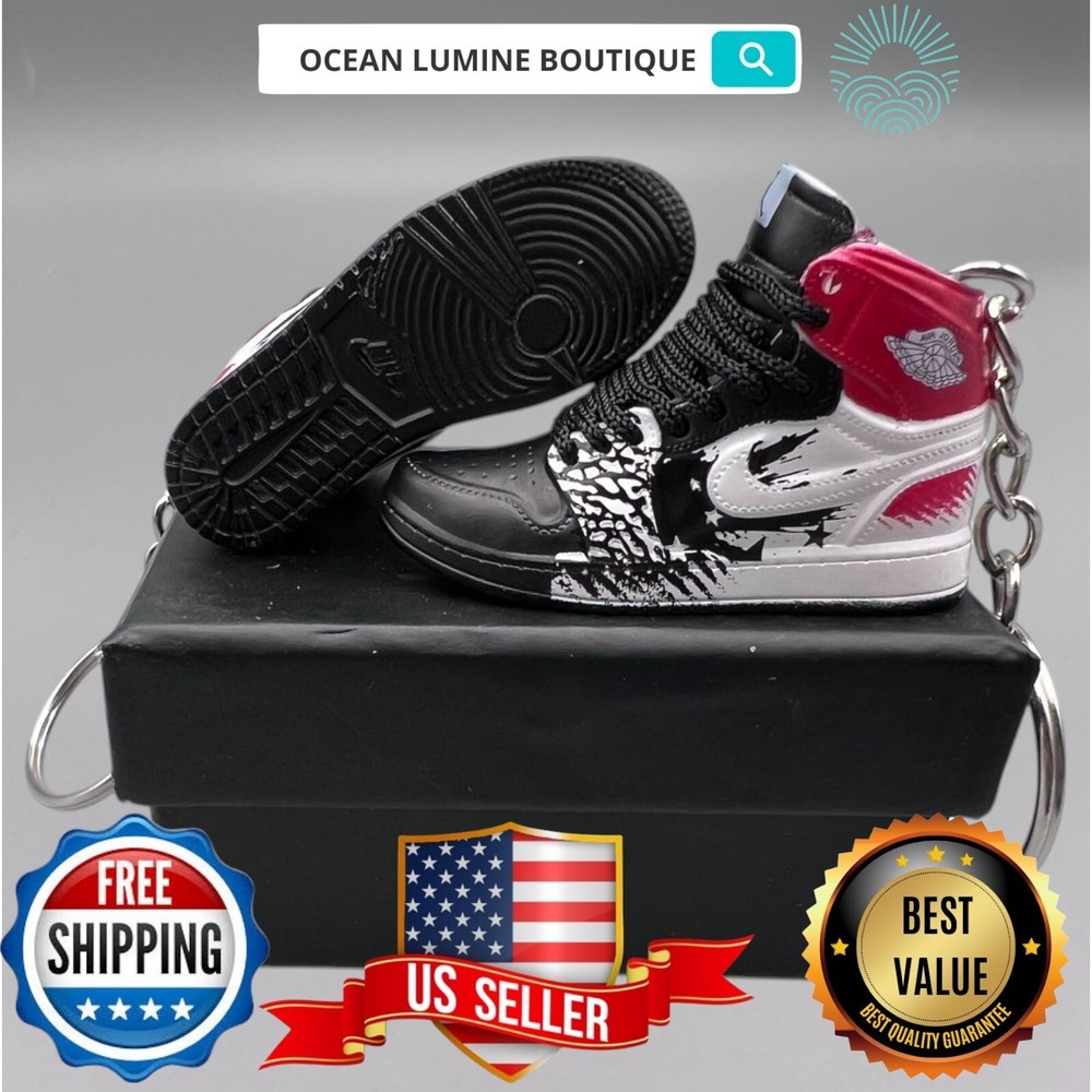 Air Jordan 3D Mini Sneaker Keychain, Basketball Sneaker Collectible, Box Options