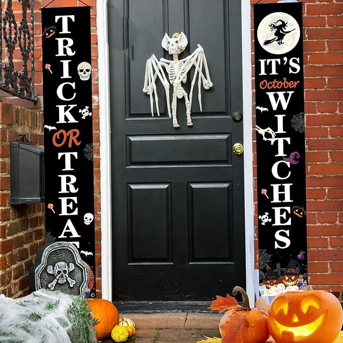 Halloween Decorations Outdoor Trick or Treat & It's October Witches Front Porch
