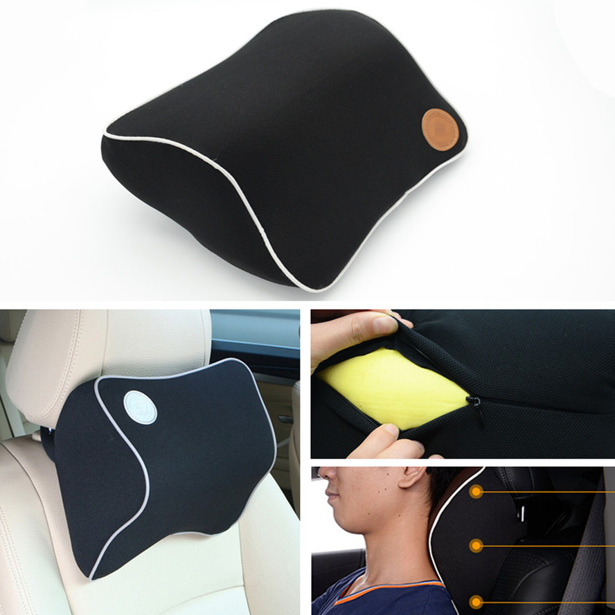 Car SUV Seat Black Pad Head Neck Support Cushion Space Memory Foam Pillow