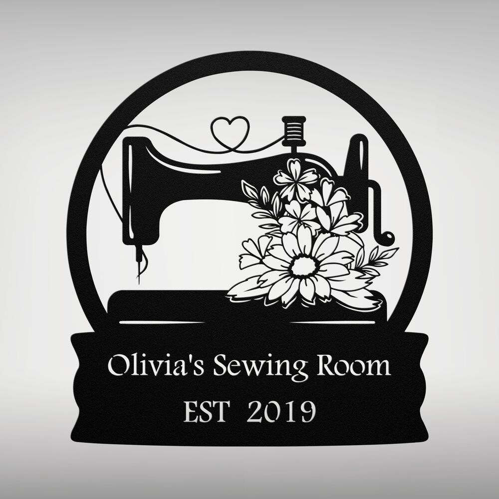Personalized Sewing Machine Metal Sign Custom Gift for Crafters Home Decor