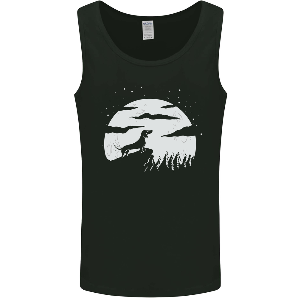 Dachshund Moon Silhouette Dog Mens Vest Tank Top