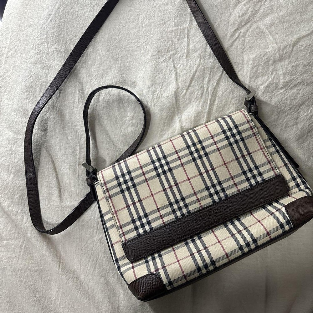 Burberry Shoulder Bag Nova Check Canvas Beige Authentic F09241369