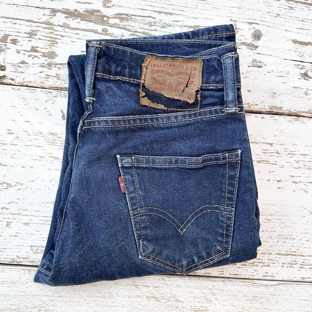 Levi's Denim Jeans Women’s Straight Fit Leg W30 L30 Dark Blue Navy Trousers