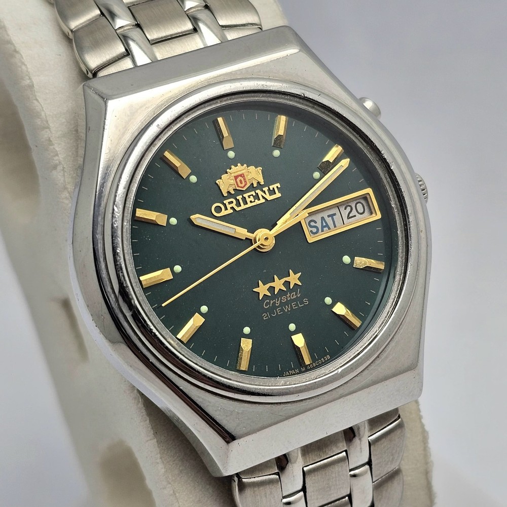 ORIENT TRISTAR CRYSTAL 469261-4A AUTOMATIC DAY/DATE VINTAGE MEN’S WATCH