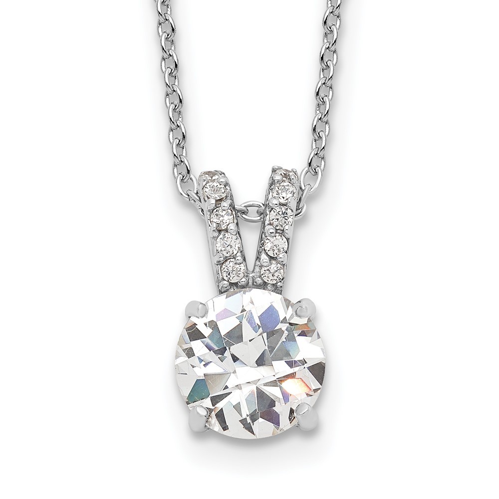 Sterling Silver 8mm CZ Split Bail Necklace 18 Inch