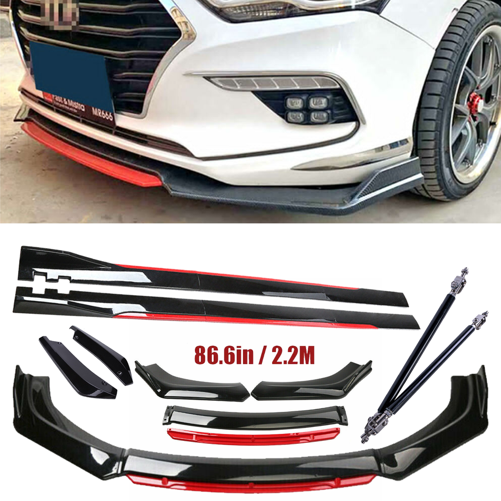 For Hyundai Genesis 2009-22 Front Bumper Lip Spoiler Splitter Side Skirt Glossy