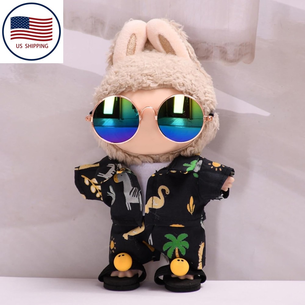 Labu Doll Beach Outfit Set for 17cm Plushies – Cute Summer Accessories  