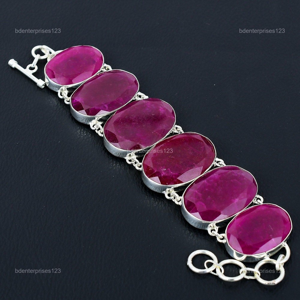 925 Sterling Silver Kashmir Ruby Ethnic Bracelet - Mother's Day Special  -image