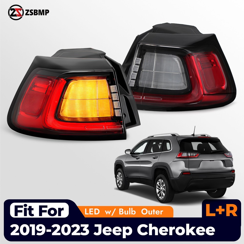 For 2019-2023 Jeep Cherokee Outer LED Tail Lights Brake Lamps Left+Right Pair