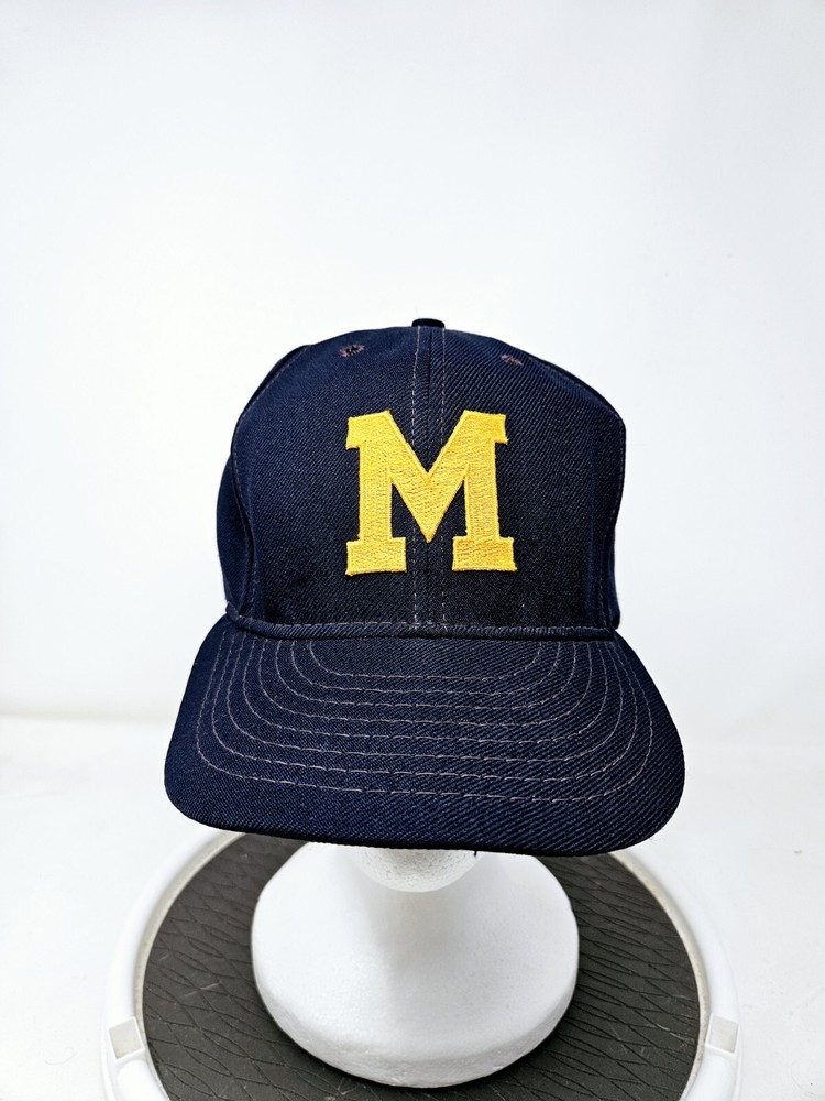 VINTAGE Michigan Wolverines 70s 80s University Square Trucker Hat NCAA USA Made