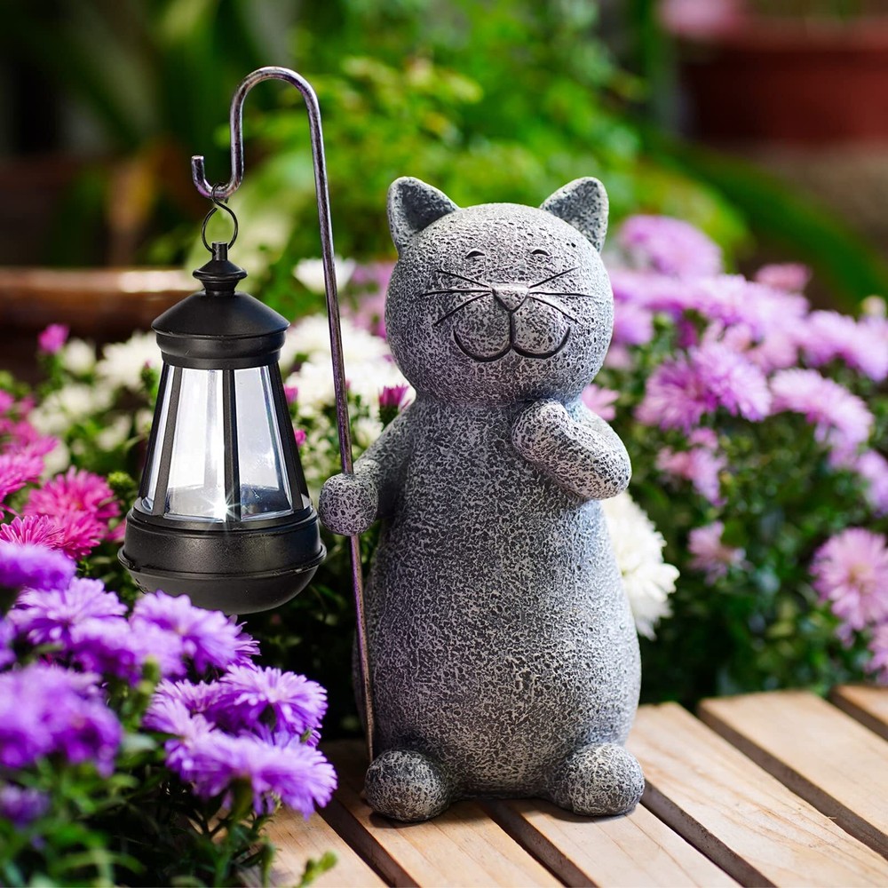 Solar Garden Decor Statues Figurine: Garden Art for Patio Balcony Yard Lawn -...