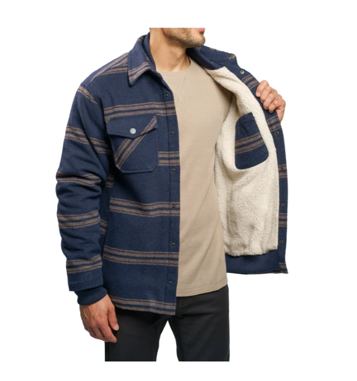 Jachs Men’s Sherpa Lined Wool Blend Shirt Jacket Heavyweight Blue Size M