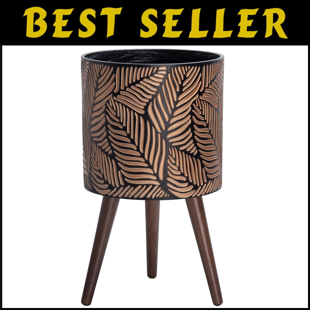 Eco-friendly 12-inch fiberglass resin plant pot with stand - stylish modern design  