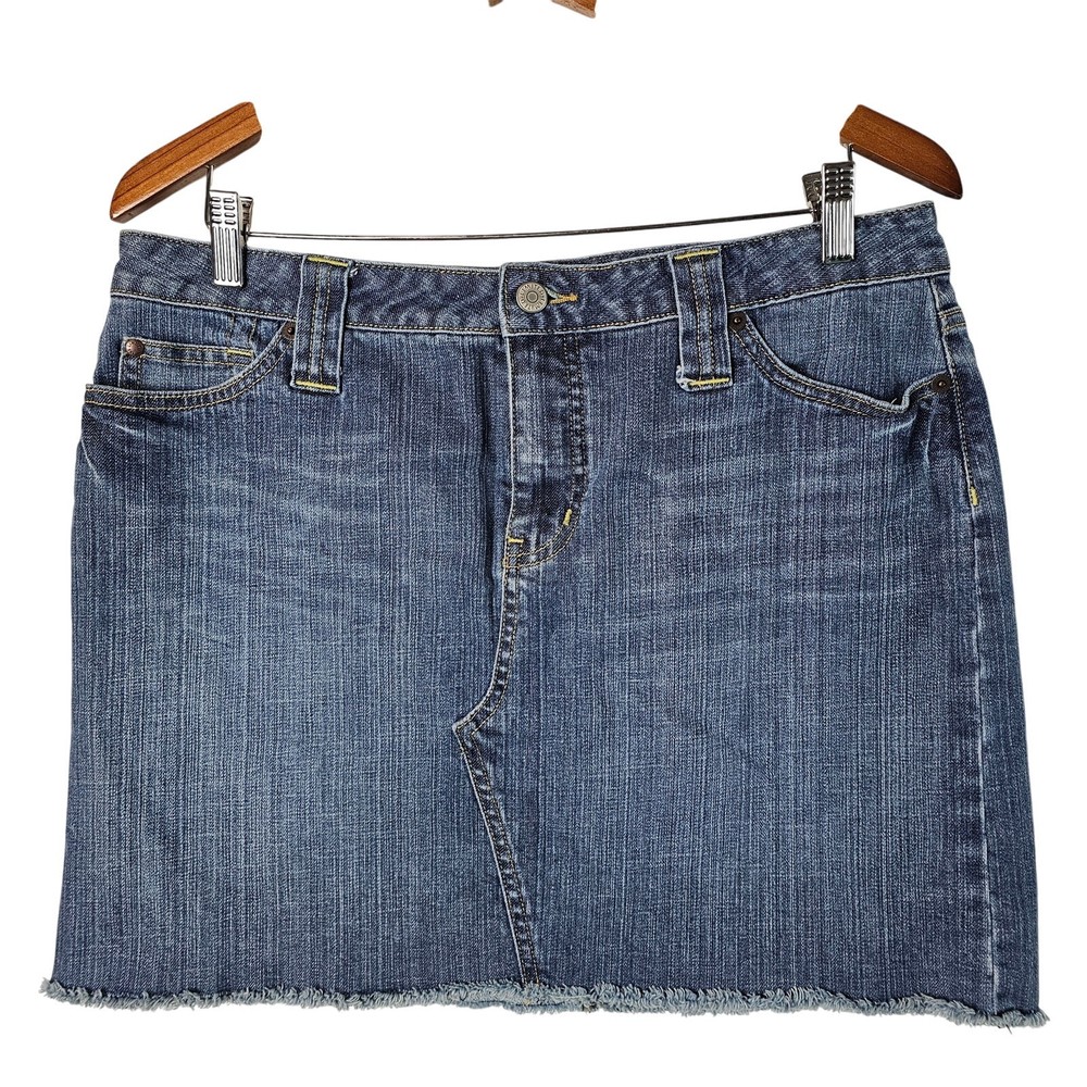 Vintage The Limited Y2K Denim Skirt Womens Size 12 Blue Stretch Micro Retro