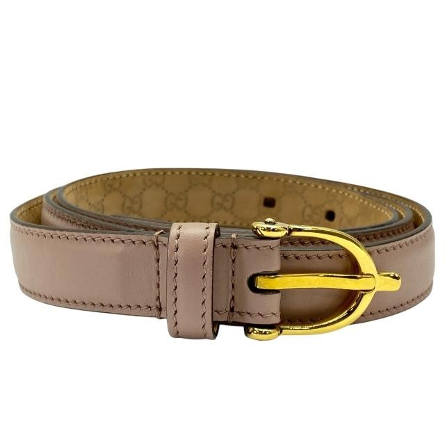 GUCCI authentic pink beige leather belt with buckle made in Italy pre-owned