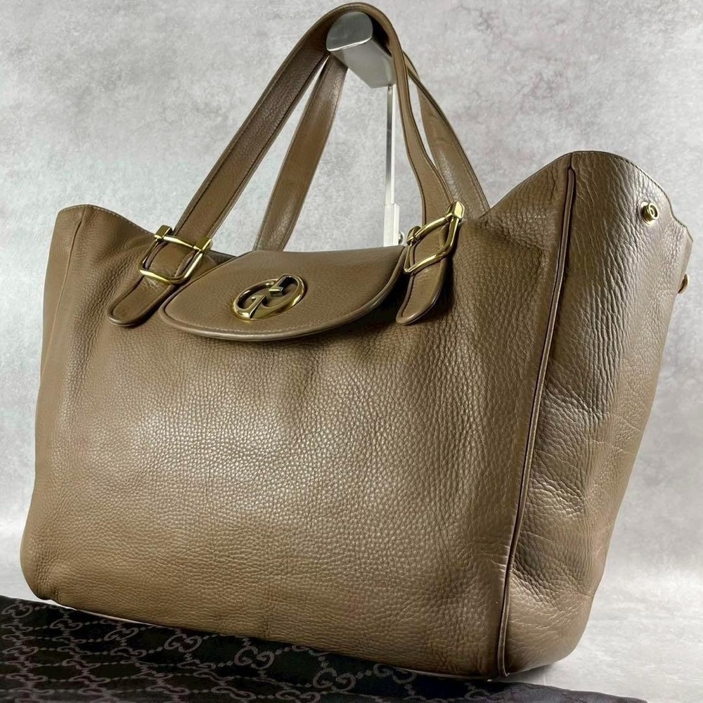 Gucci Vintage Beige Diamante Double G Leather Tote Bag Rare