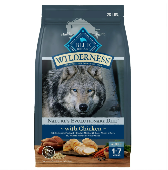 Blue Buffalo Wilderness High-Protein Chicken Recipe Dry Dog Food 28 lb