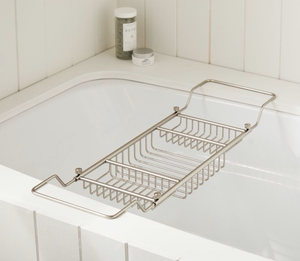 West Elm / Williams Sonoma  Brushed Nickel Eldred Bathtub Caddy New In Box