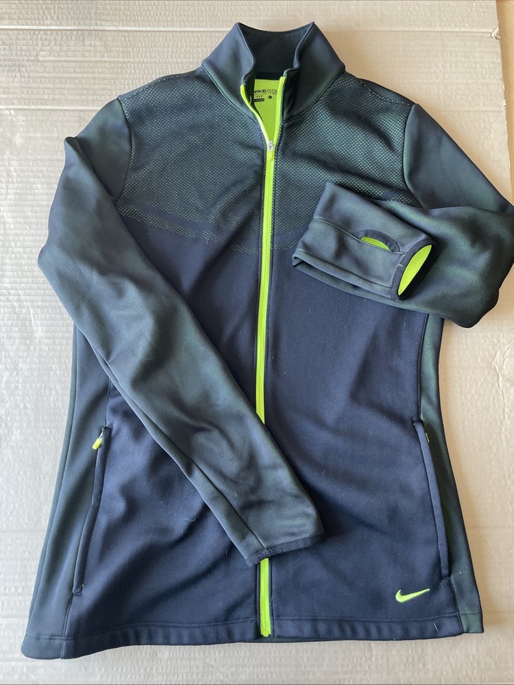 Nike Golf Dri–Fit women’s size large jacket black with lime green, long sleeve