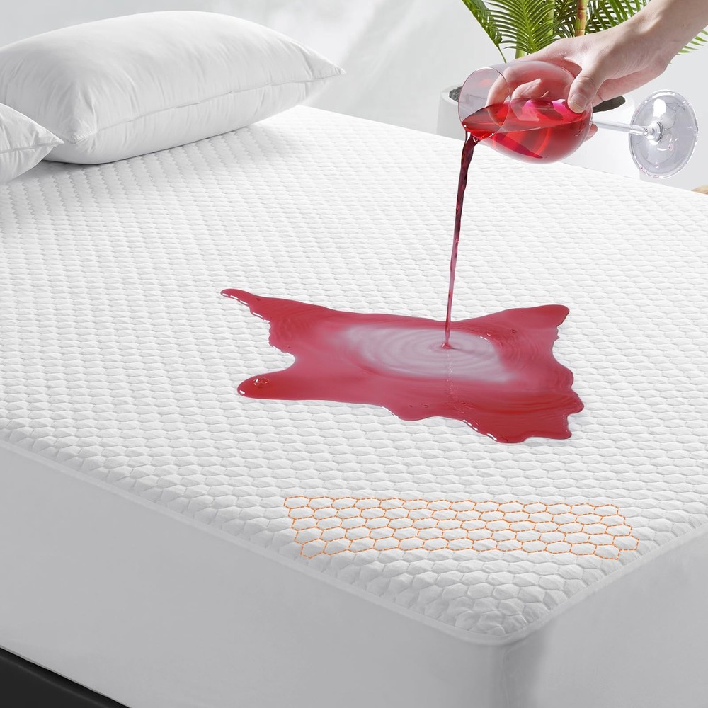 Premium 100% Waterproof Queen Mattress Protector, 4D More Cooling Breathable ...