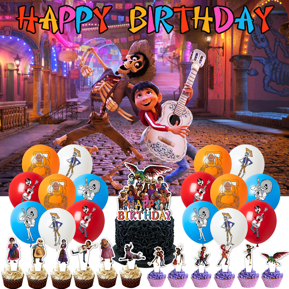 Coco Party Supplies Birthday Decor Set Balloons Cake Topper Banner Birthday Gift