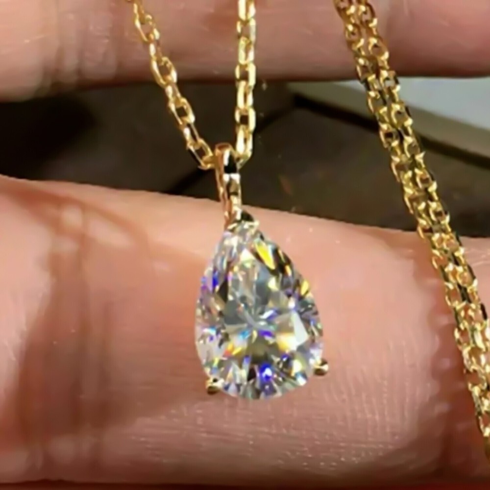 2.50 Ct Pear Cut White Diamond Solitaire Pendant in 925 Silver Certified Gift