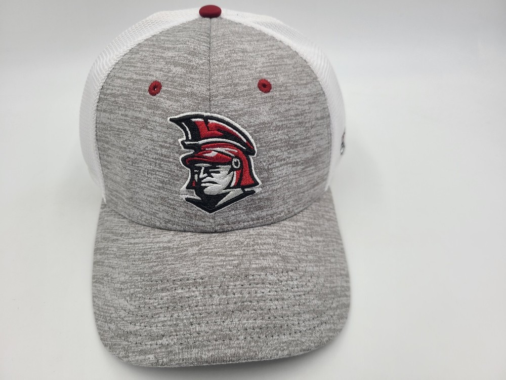 Trojan Softball Baseball The Game Mesh Flex Fitted S-M Hat Cap Gray White Red