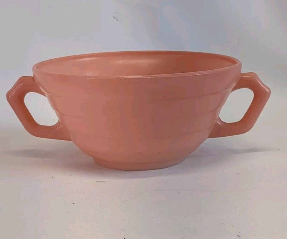 Hazel Atlas Bowel 1930-50 Pink Soup Cereal Handles