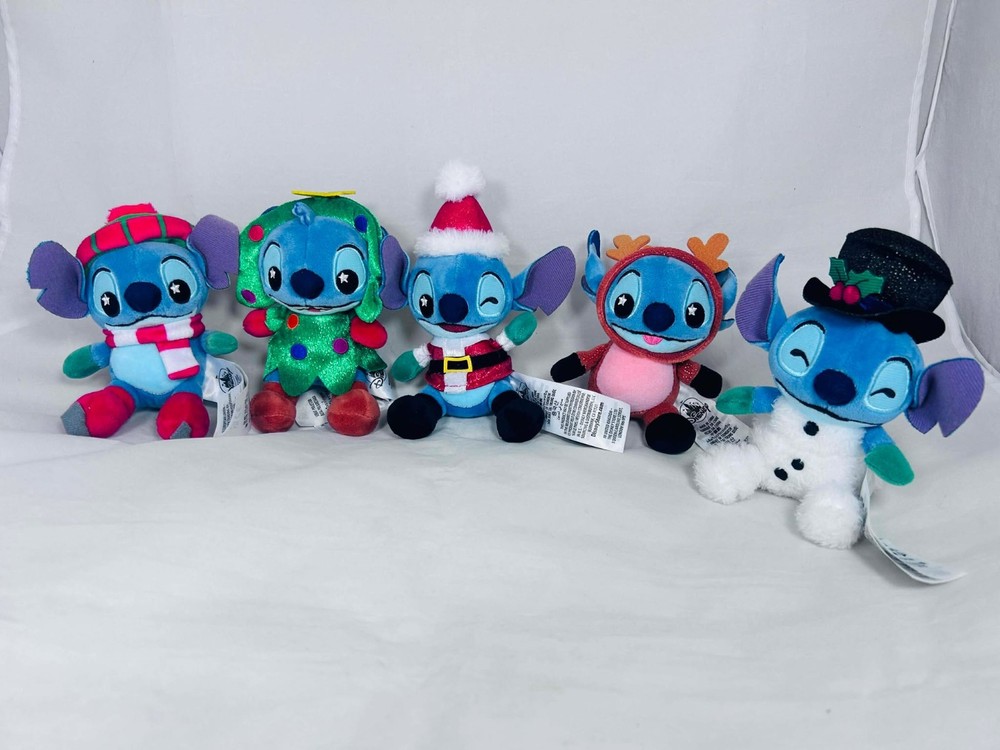 Disney Wishables Shimmer 5pc Stitch Holiday Complete Plush Set - Lilo and Stitch