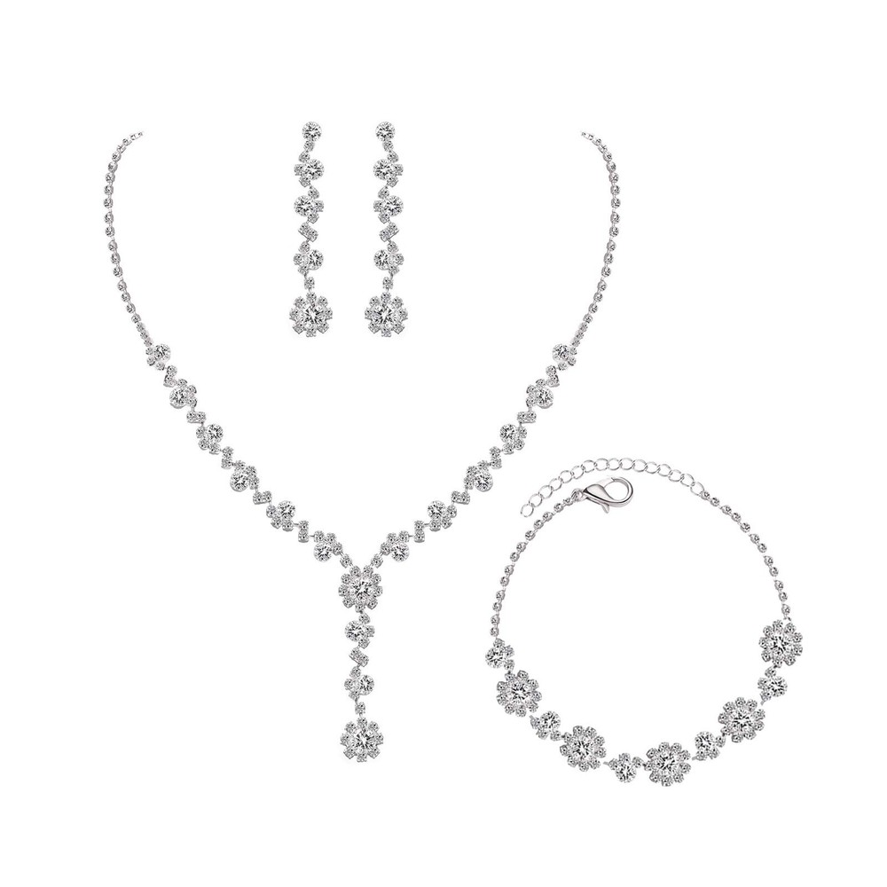 UDYLGOON UDORA Crystals Necklace Earrings Bracelet Wedding Jewelry Set for Br...