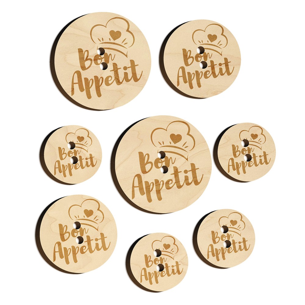 Bon Appetit Love Cooking Baking Wood Buttons for Sewing Knitting Crochet Craft