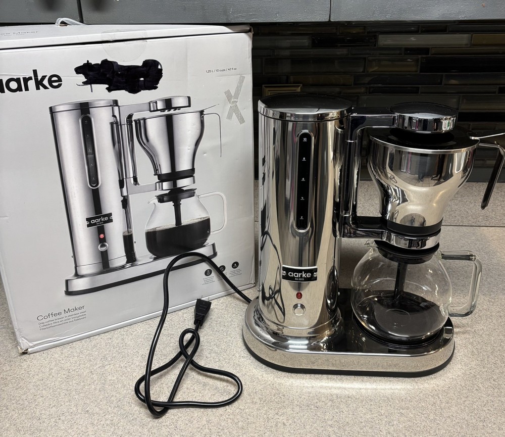 Aarke Electric Coffee Maker 10 Cup 42 fl oz Drip Brewer Glass Carafe Steel