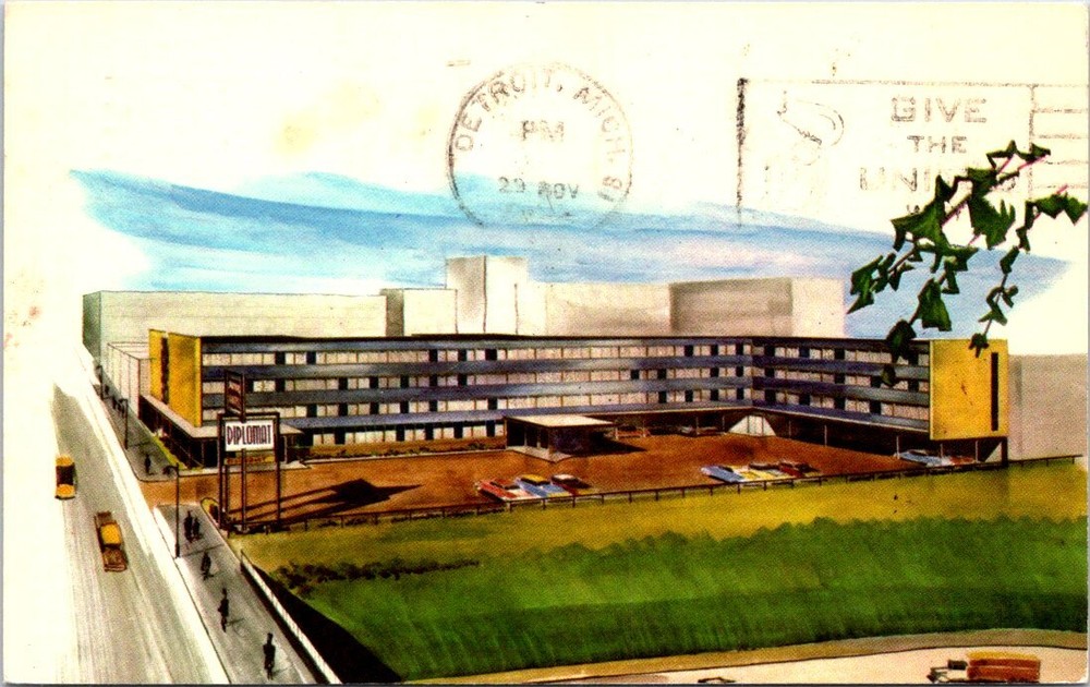 1965, The Diplomat Motel, DETROIT, Michigan Advertising Postcard - Curt Teich
