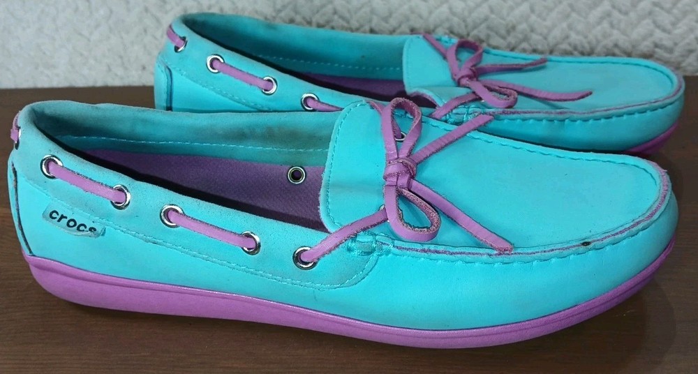 Crocs Women Wrap ColorLite Loafers Slip On Comfort Flats Blue Purple 15753