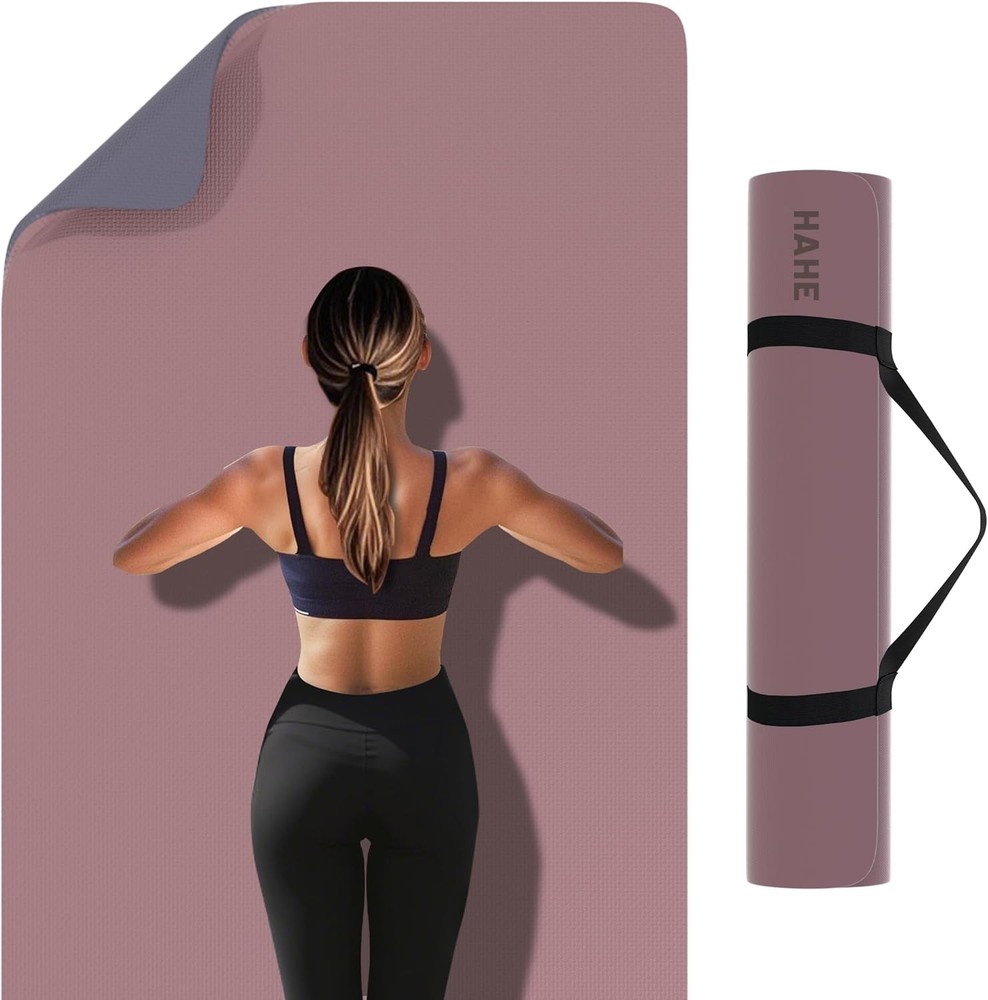 Extra-Wide Non-Slip Yoga Mat 72x32 Inches with Cushioned 0.24 Inch Thickness for Fitness Workouts