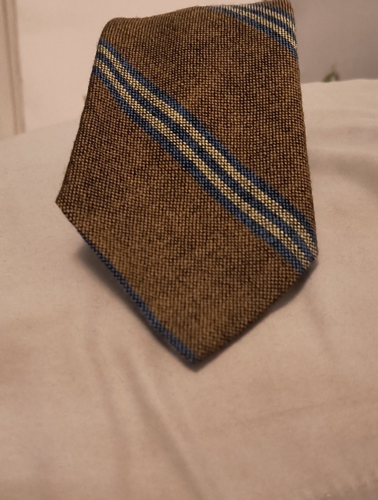 Vintage 40s EUC Richman Brothers Wool Tie Brown Blue Striped Swing